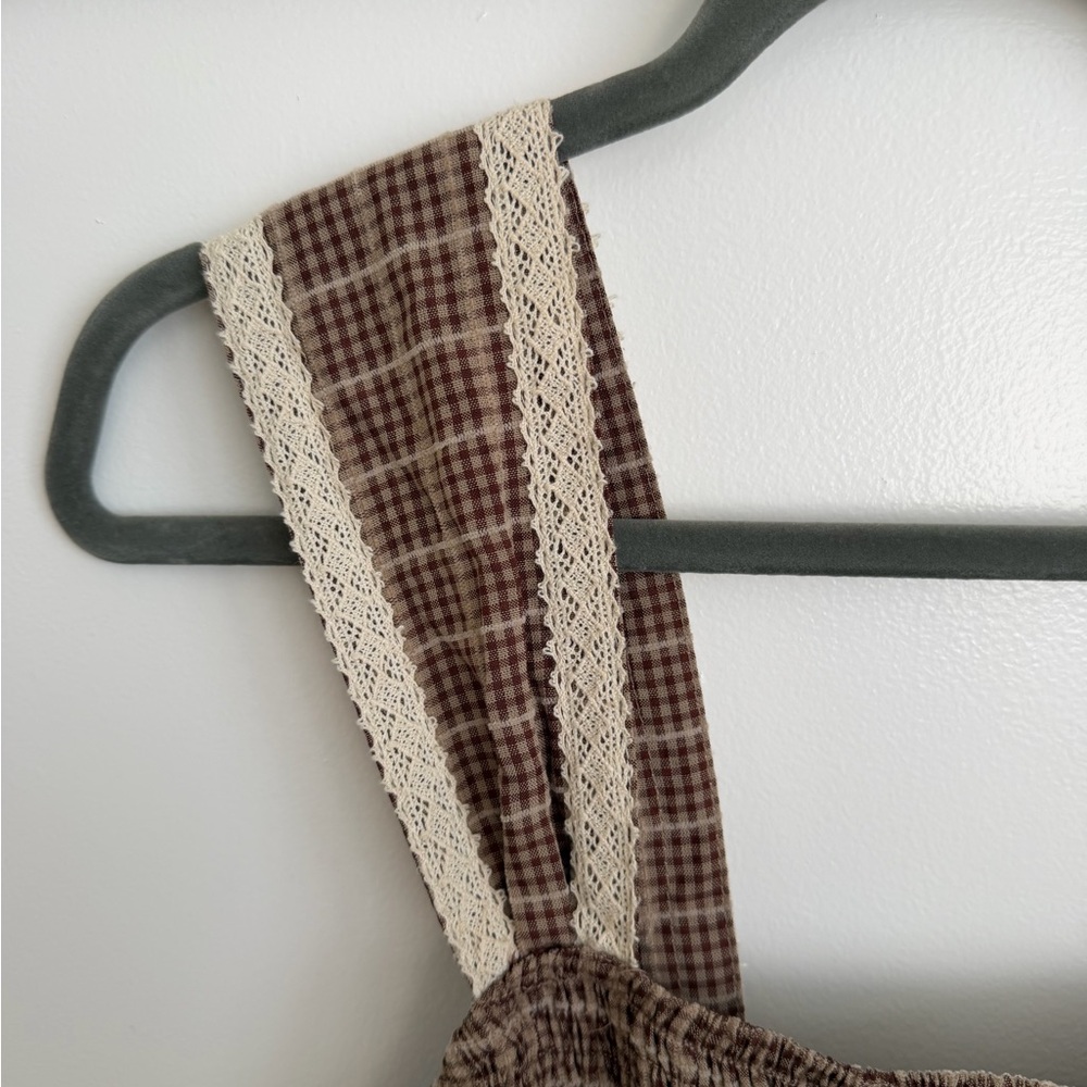 Cider Square Neck Shirred Gingham Maxi Dress - Picture 3 of 6